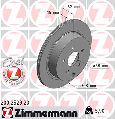 ZIMMERMANN 200.2529.20 ДИСК ТОРМОЗНОЙ