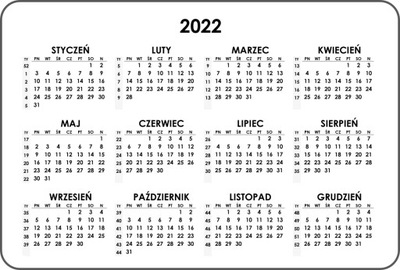 Magnes na lodówkę kalendarz rok 2022