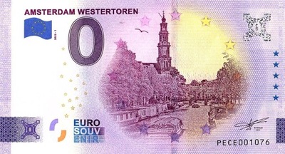 Banknot 0 Euro 2023 (Holandia) - Amsterdam Westertoren