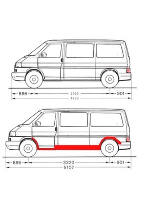 KITS DE REPARACIÓN / UMBRALES VW T4 90 - 03 VERSIÓN LARGA LADO IZQUIERDA  