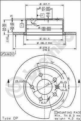 DISCO HAMULC. MERCEDES W123 76-85 PARTE TRASERA  