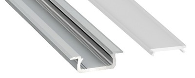 Profil aluminowy wpuszczany Z 2m Srebrny z kloszem