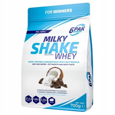 6PAK Milky Shake Whey 700g białko WPC o smaku kokosowo-czekoladowym