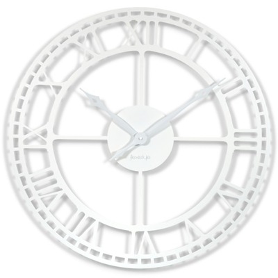 Duży metalowy zegar ścienny biały 80cm retro