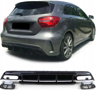 Диффузор накладка mercedes w176 amg чёрный блеск фото №1