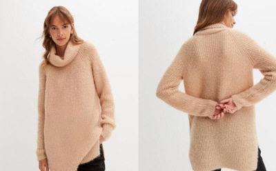 BONPRIX _LZ FVF SWETER BEŻOWY Z GOLFEM _/ 36