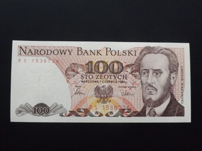 100 złotych 1986 z paczki bankowej RS st. 1/1-