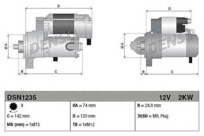 СТАРТЕР (12V 2KW) TOYOTA RAV 4 IV 2.0D/2.2D 12.