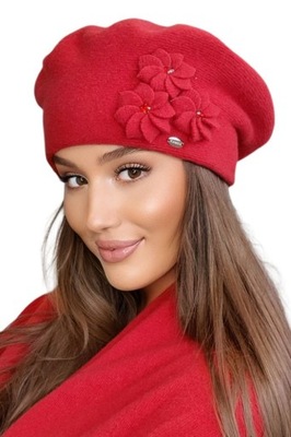 Zimowa czapka damska beret Kamea Salima czerwony