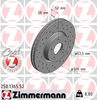 ZIMMERMANN 250.1365.52 ДИСК ГАЛЬМІВНИЙ