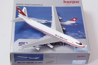 HERPA Boeing 747-200 Swissair skala 1:500