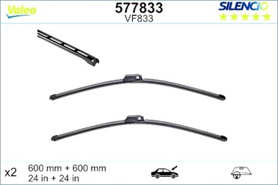 VALEO WIPER WIPER BLADES 2 PCS. VF833 SILENCIO 600MM BENTLEY  