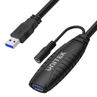 Przedłużacz USB 3.0 Aktywny Zasilany, Wzmacniacz USB, Chipset, 15m