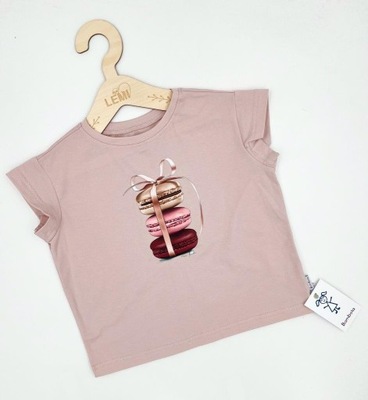 T-shirt dziewczęcy MAKARONIKI Bambola 98/104 puder róż