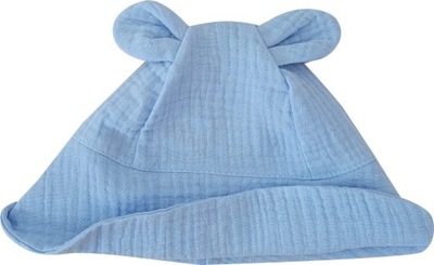 Muślinowy kapelusz niemowlęcy z uszkami 6-12 msc.