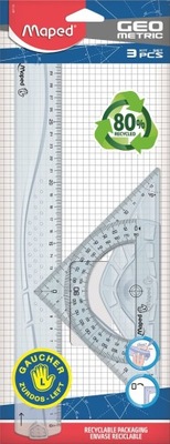 Zestaw Geometryczny Linijek DLA LEWORĘCZNYCH 3 elementy Geometric Maped