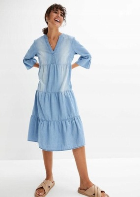 SUKIENKA Z DEKOLTEM DŻINSOWA NIEBIESKA 1K5D27 Bonprix 44