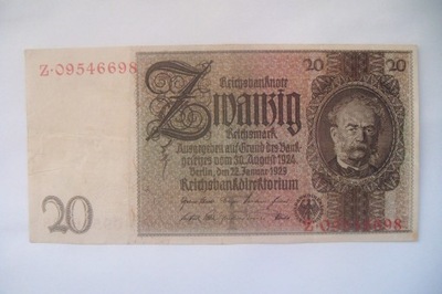 Banknot Niemcy 20 Marek 1929 r. seria Z