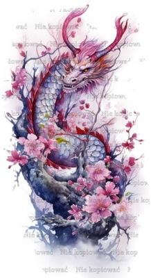Naprasowanka Japoński Smok dragon sakura 14