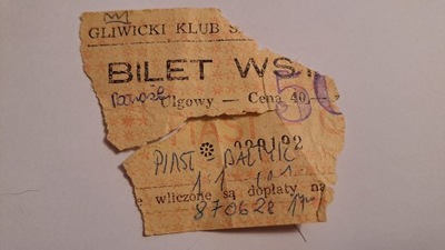 PIAST GLIWICE - BAŁTYK GDYNIA 28-06-1987 BARAŻ BILET