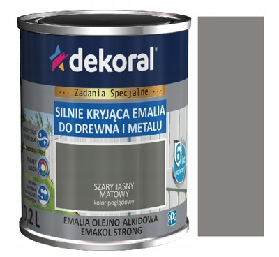 DEKORAL EMALIA EMAKOL STRONG 0,2L SZARY JASNY MAT