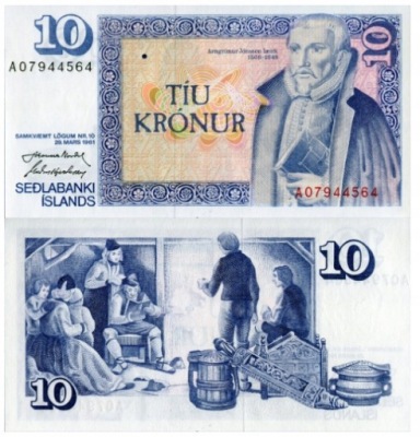 Islandia 10 Kronur 1981 P-48a UNC