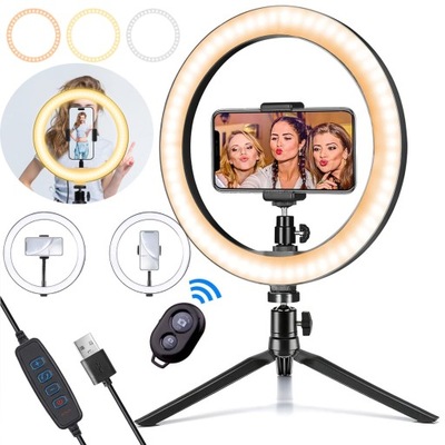 LAMPA PIERŚCIENIOWA RING 60 LED STATYW DO ZDJĘĆ SELFIE MAKIJAŻU USB ZESTAW