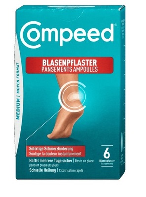 Compeed Plastry na pęcherze stóp 6 szt. 4,2 cm x 6,8 cm z Niemiec