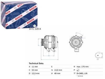 GENERATORIUS 12V FORD BOSCH 