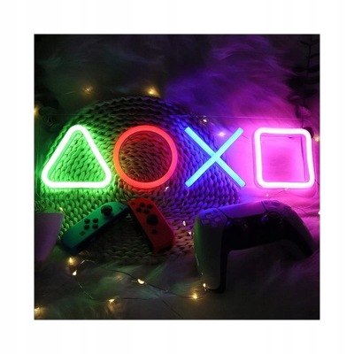 Neonowa lampka nocna symbole gier PS4 gamepad LED