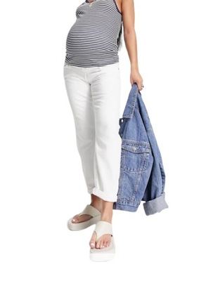 Białe jeansy mom fit dla kobiet w ciąży S