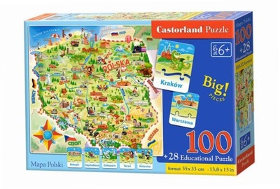 Puzzle 100+28 Mapa Polski CASTOR