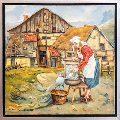Miliński, Praczka, kobieta przy pracy, wieś, dom