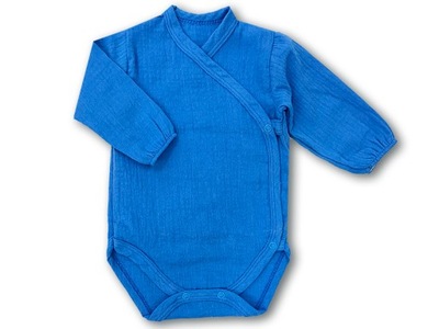 Body niemowlęce muślinowe kopertowe niebieskie 62