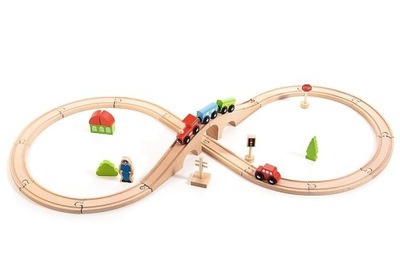 Kolejka drewniana z torami Fun Railway Trefl 61686