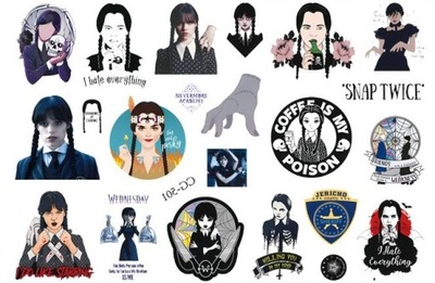 Tatuaże Wednesday Addams zestaw Nevermore Rączka