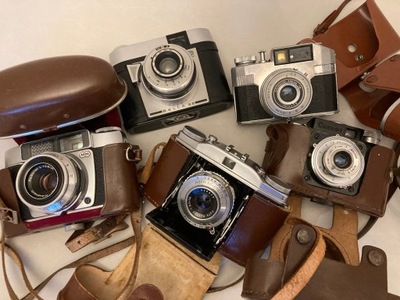 Zestaw 5 zabytkowych aparatów fotograficznych Smiena 2 Bencini