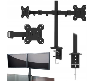 MOCNY UCHWYT BIURKOWY NA 2 MONITORY 13-27'' VESA