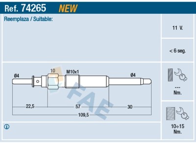 FAE 74265 żwieca żarowa 