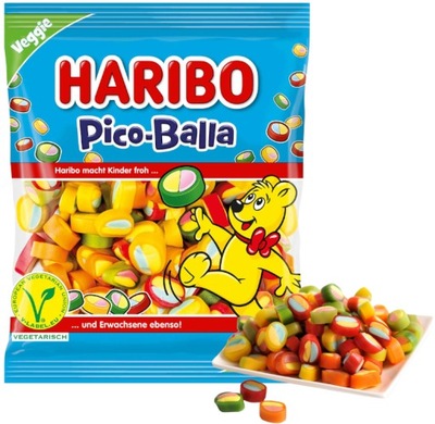 Haribo Pico-Balla Żelki Owocowe Nadziewane Mix smaków Jabłko Jeżyna 160g DE