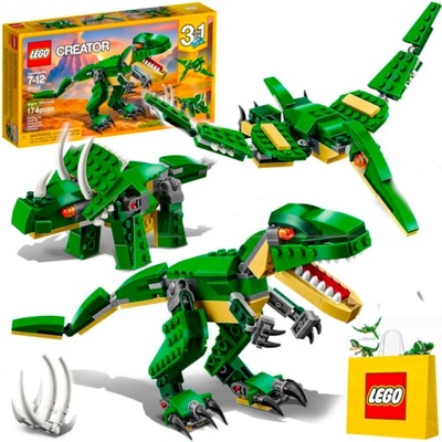 KLOCKI LEGO CREATOR 3W1 POTĘŻNE DINOZAURY T REX DINOZAUR 3 SPOSOBY MONTAŻU