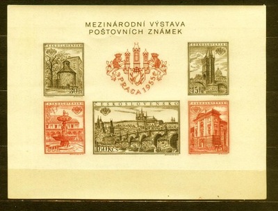 CZECHOSŁOWACJA** Wystawa znaczków, stara Praga, cięty Mi BL 16 B