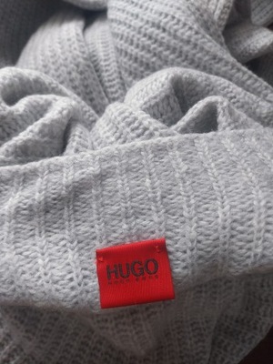 HUGO BOSS SWETER półgolf szary wełna XL