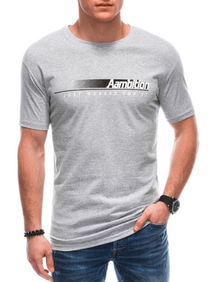 T-shirt męski koszulka z nadrukiem 1799S szary XXL