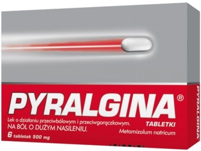 Pyralgina lek przeciwbólowy gorączka 500 mg 6 tabletek