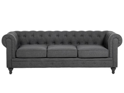 Sofa kanapa trzyosobowa retro szara
