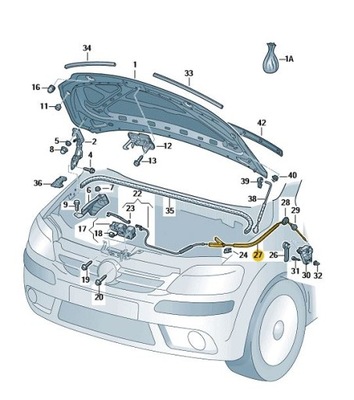 Трос тяга открывания капот vw golf plus фото №1