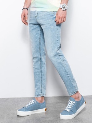 Spodnie męskie denim P1077 light indigo M defekt