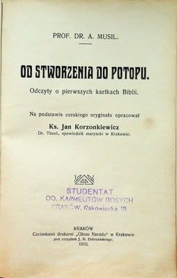 Od stworzenia do potopu 1910 r.