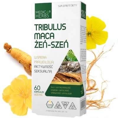 Tribulus Maca Żeń-szeń Medica Herbs 600mg 60 kaps.